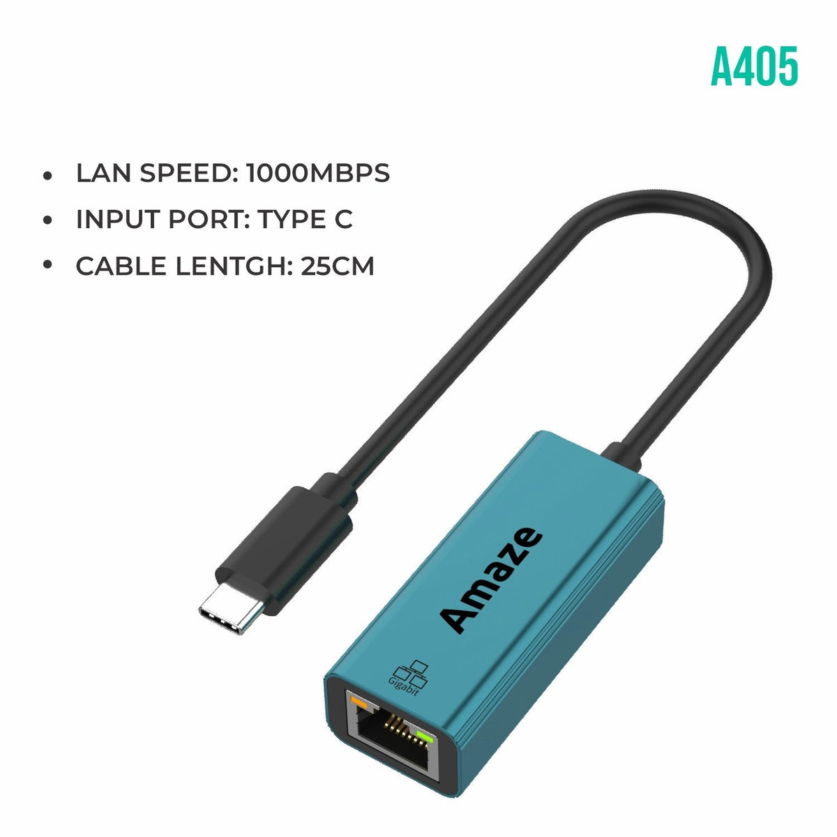 AMAZE TYPE C TO GIGABIT ETHERNET ADAPTER A405