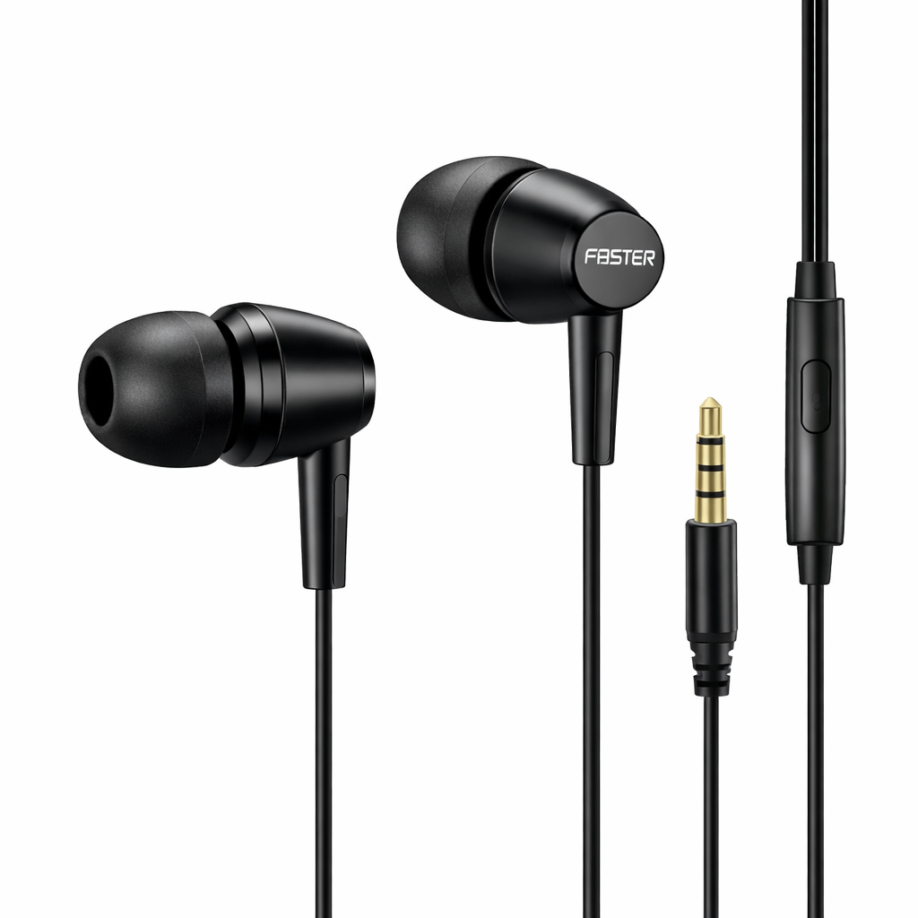 Faster J10 Wired Handsfree with Mic – Clear Sound & Comfortable Fit