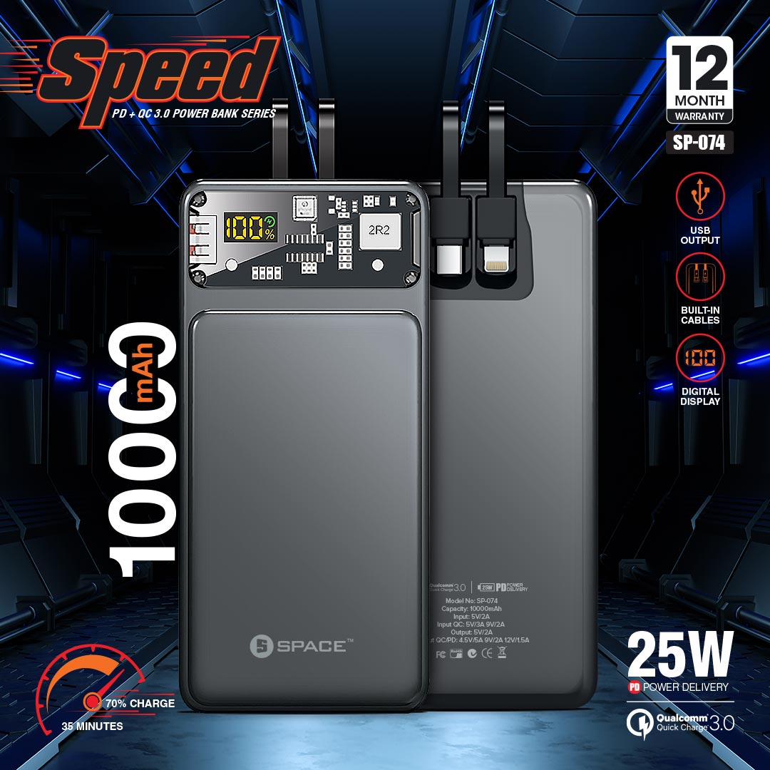 Speed PD + QC 3.0 Power Bank Series 10000 mAh SP-074