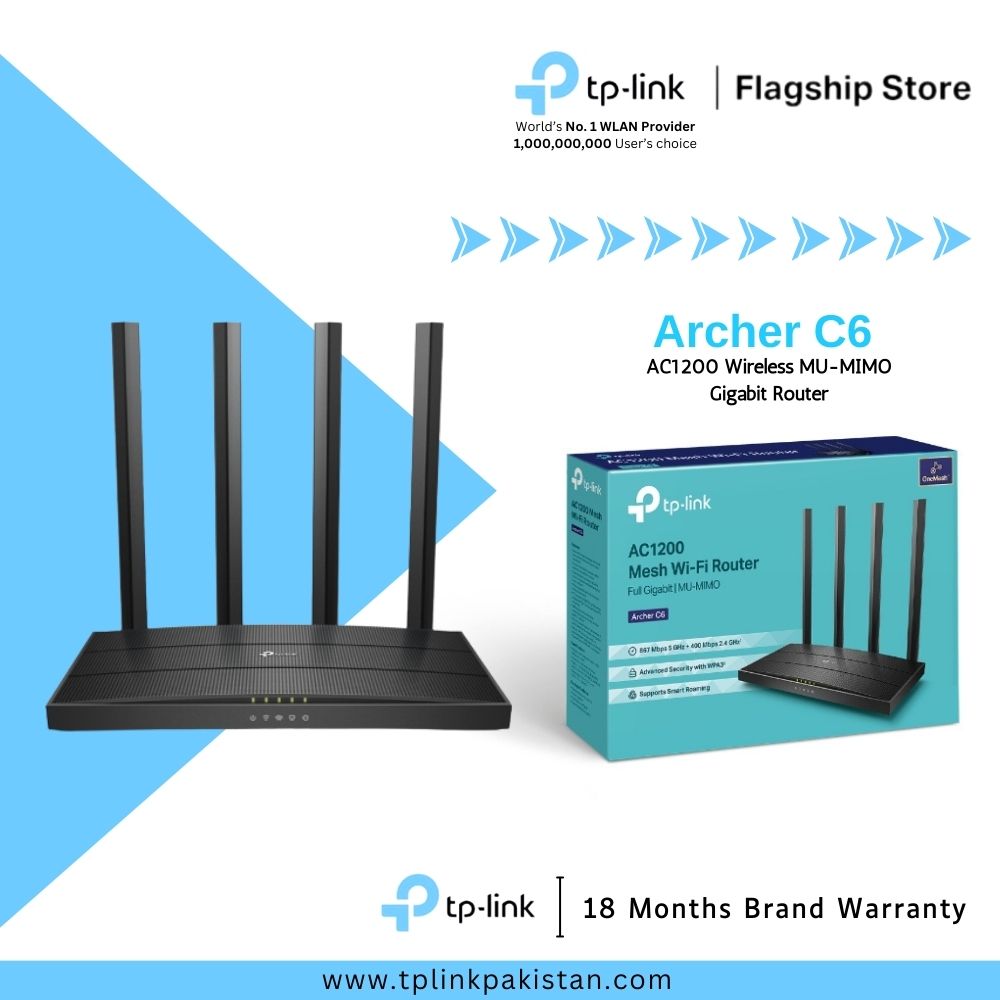 TP-Link Archer C6 AC1200 MU-MIMO Dual-Band Gigabit Wi-Fi Router