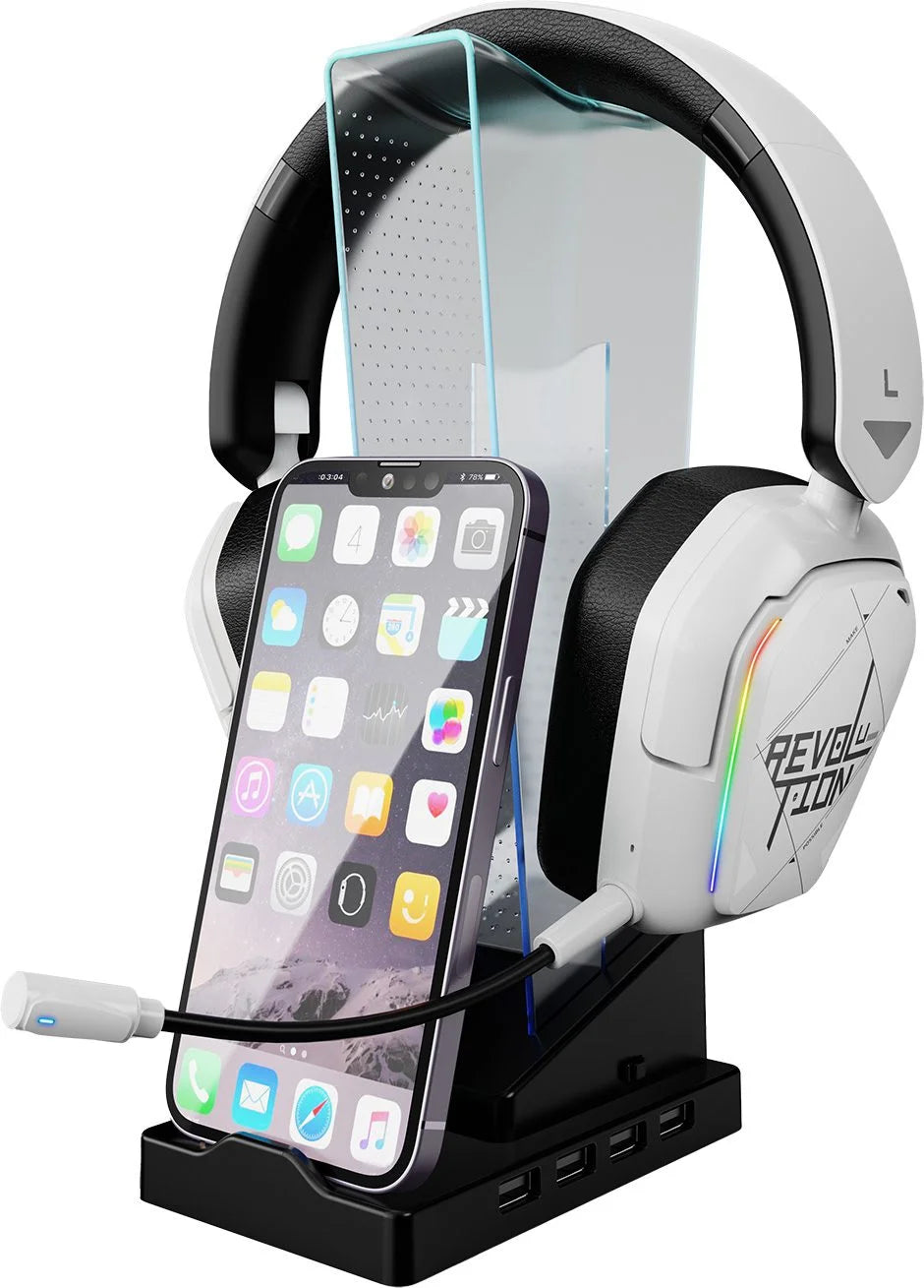XTRIKE ME HT-09 HEADSET &amp; PHONE STAND WITH 4 USB PORT AND LED LIGHT