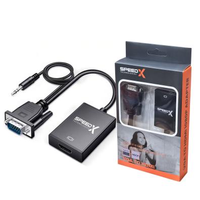 Vga To Hdmi 1080p Adapter With 3.5mm Audio Output Jack Green Box