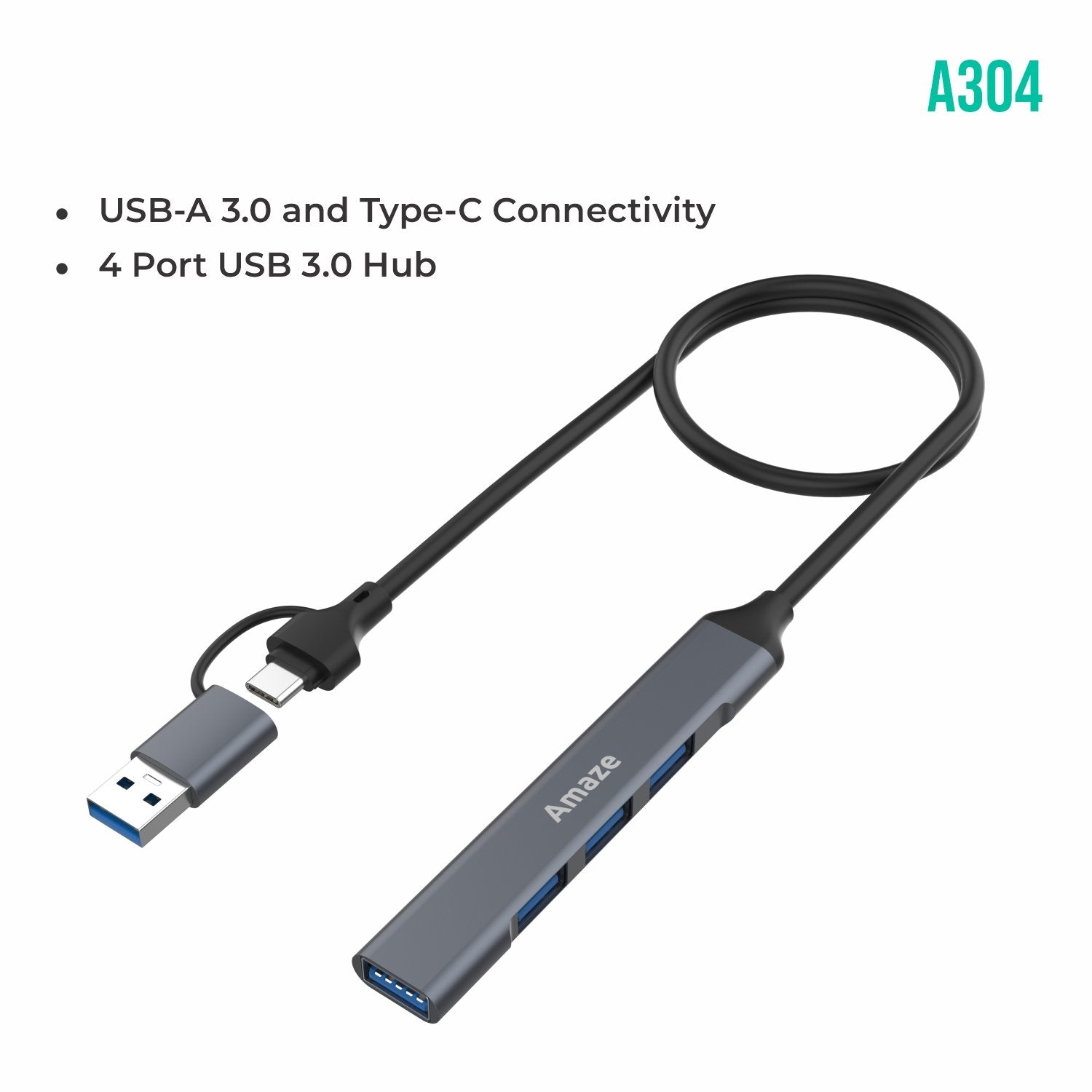 Amaze USB3.0 + Type-C to 4 in 1 USB 3.0 Hub A304
