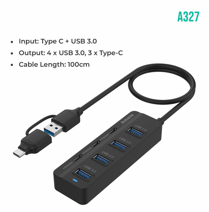 AMAZE TYPE C + USB 3.0 7 PORT HUB A327