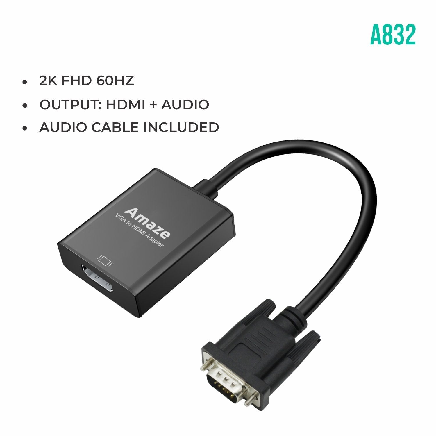 AMAZE VGA TO HDMI ADAPTER WITH AUDIO A832