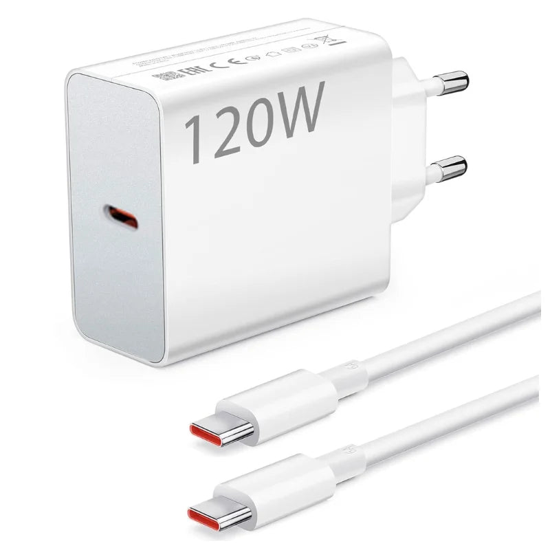 XIAOMI 120W EU PLUG QC3.0 FAST QUICK WALL CHARGER WITH TYPE-C TO C CABLE