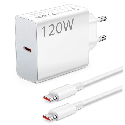 XIAOMI 120W EU PLUG QC3.0 FAST QUICK WALL CHARGER WITH TYPE-C TO C CABLE