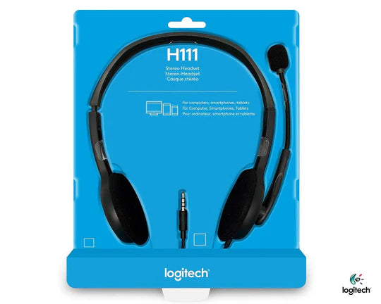 Logitech H111 Wired Stereo Headset – Clear Sound, Comfort Fit &amp; Noise-Reducing Mic