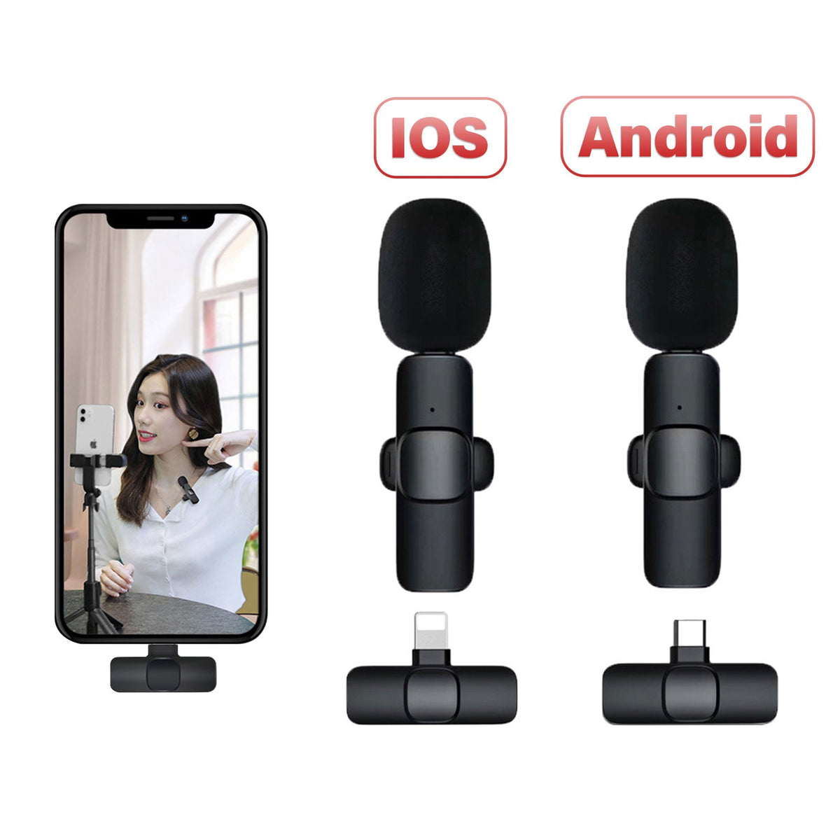 K11 2 IN 1 COLLAR WIRELESS MICROPHONE IPHONE/ANDROID &amp; TYPE C SUPPORTED