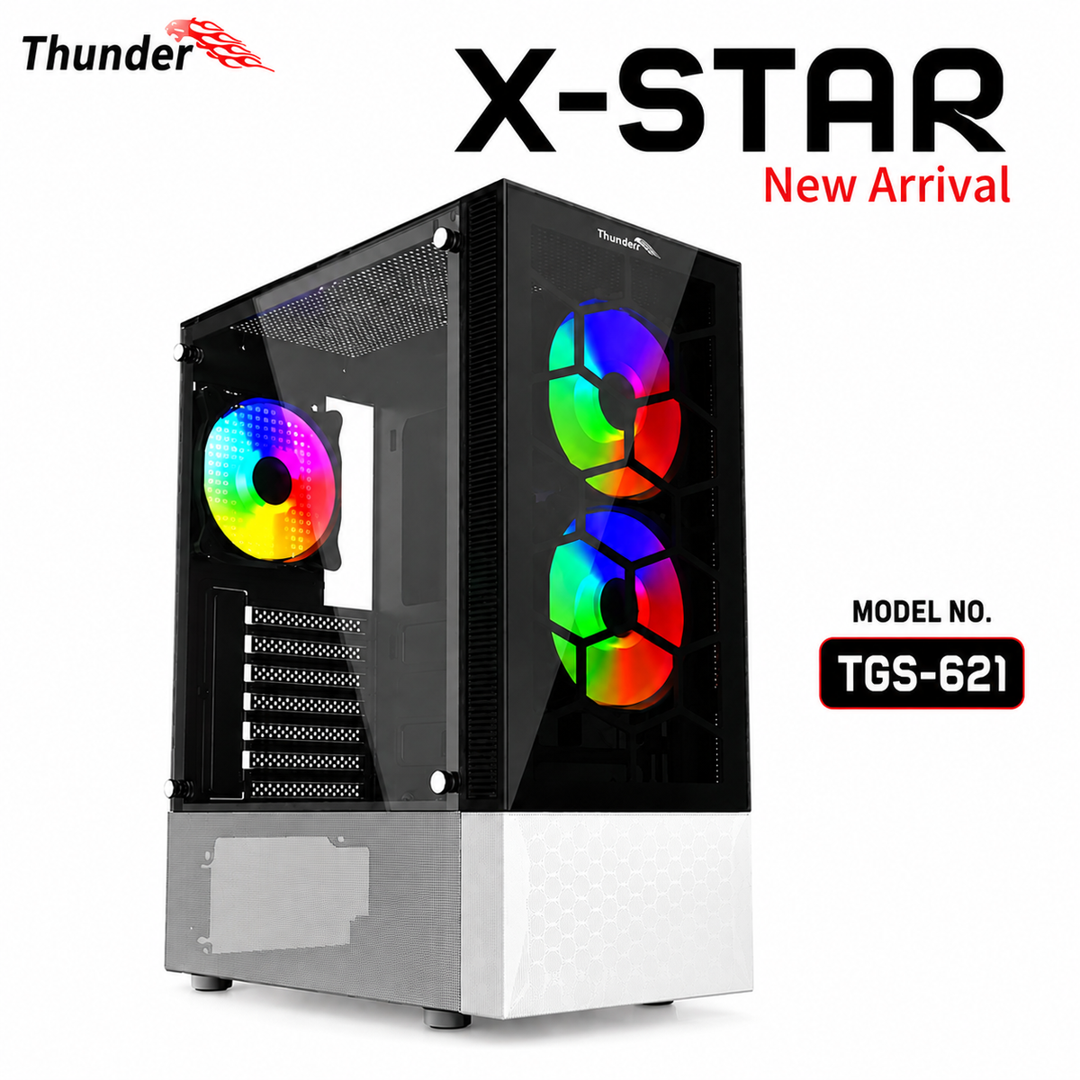 Thunder X-STAR TGS-621 Gaming Case with RGB Fans – Black &amp; White